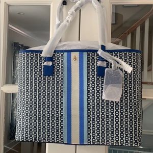 NWT Tory Burch Blue Bondi Gemini Link Tote Bag